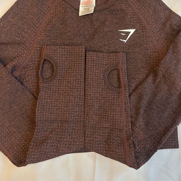 Gym Shark Dark Purple, Cropped, Long Sleeve, Seamless Athletic Top- S - Picture 5 of 8